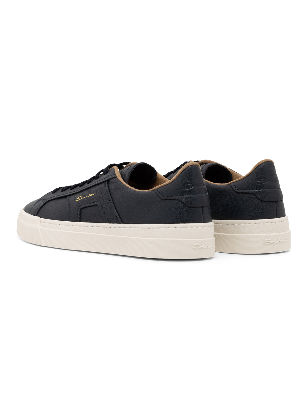 Double buckle sneakers van leer | BLUE NAVY