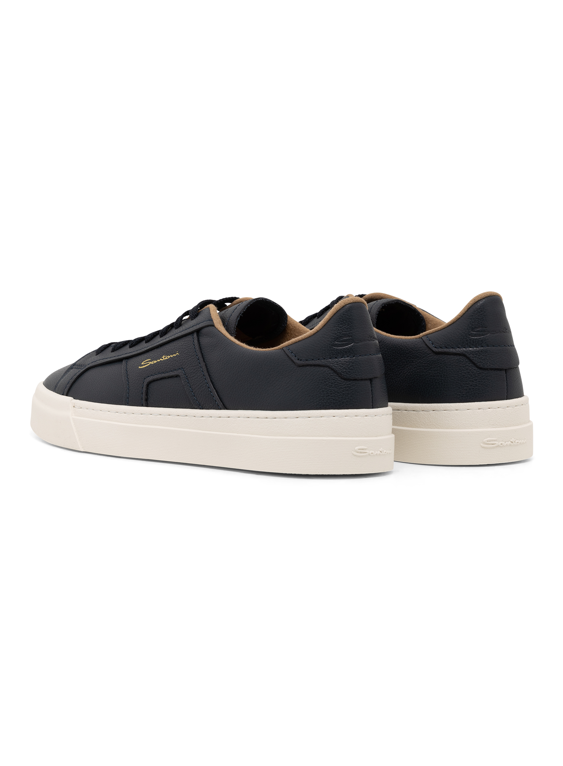 Double buckle sneakers van leer | BLUE NAVY