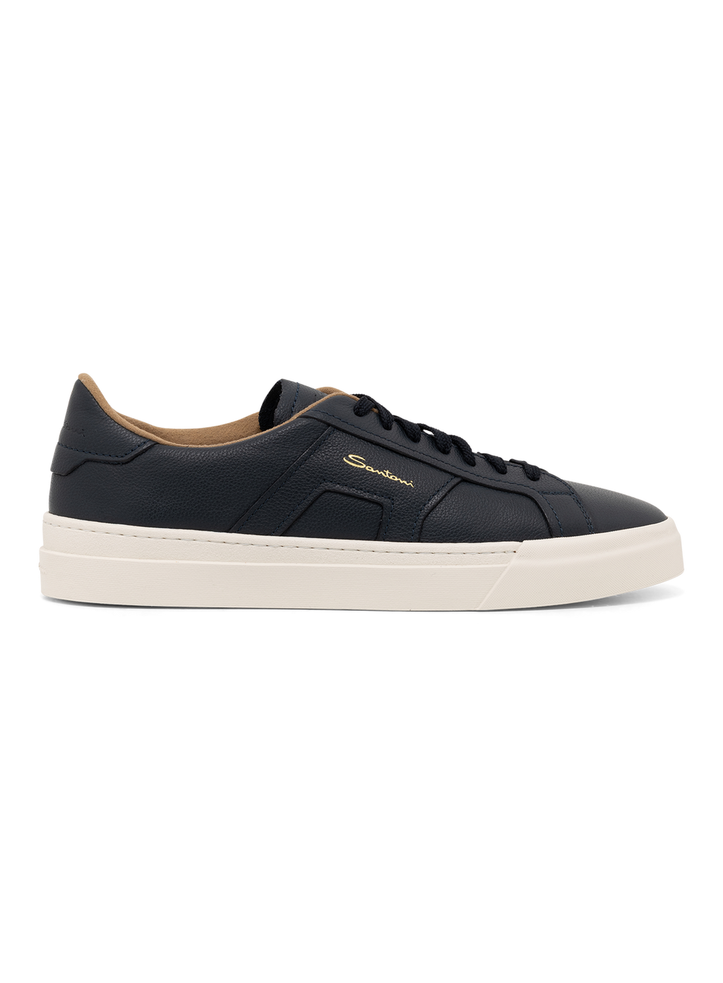 Double buckle sneakers van leer | BLUE NAVY