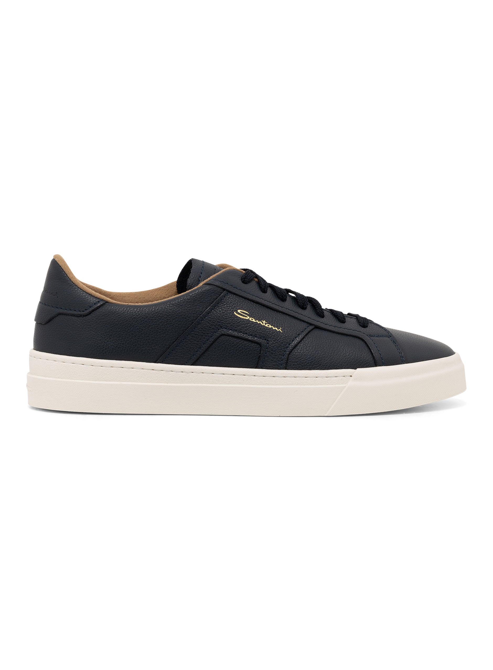 Double buckle sneakers van leer | BLUE NAVY