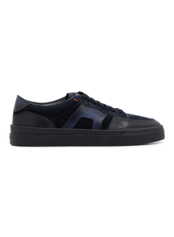DBS Sport sneakers van leer met suède details | BLUE NAVY