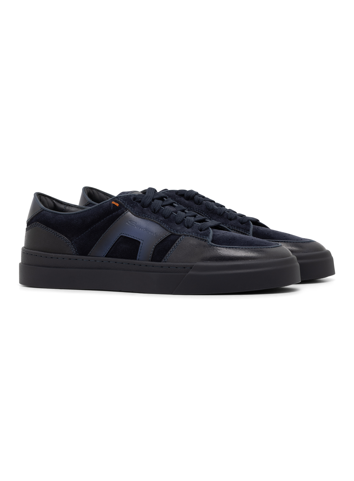 DBS Sport sneakers van leer met suède details | BLUE NAVY