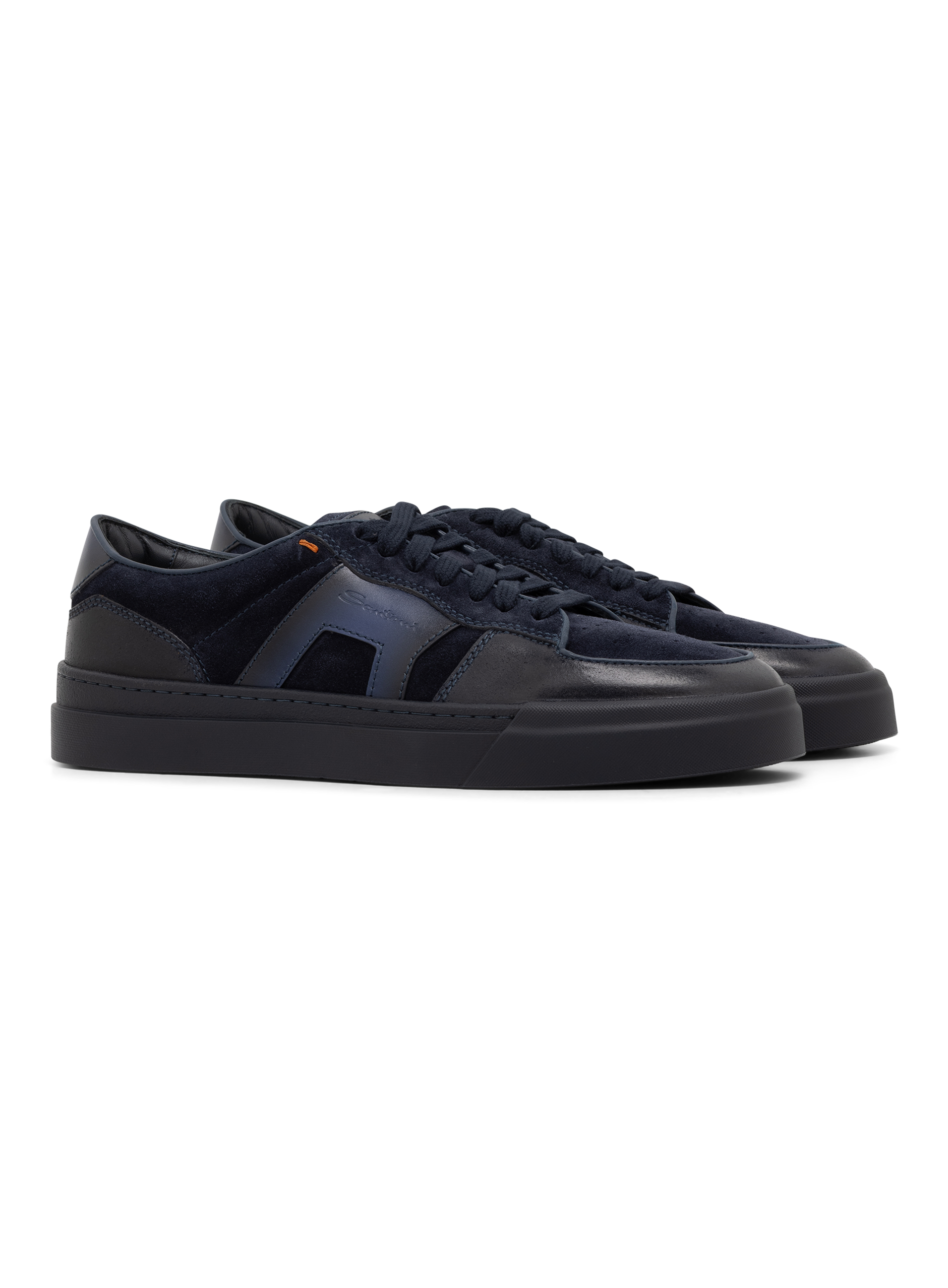 DBS Sport sneakers van leer met suède details | BLUE NAVY