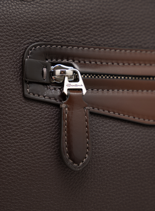 Laptoptas van leer met schouderriem