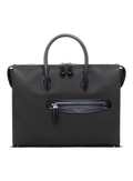 Laptoptas van leer met schouderriem | Zwart