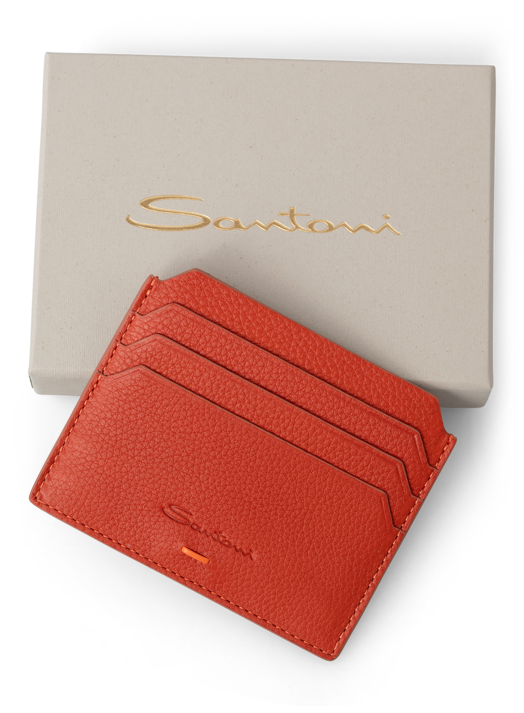 Card holder van leer | Oranje