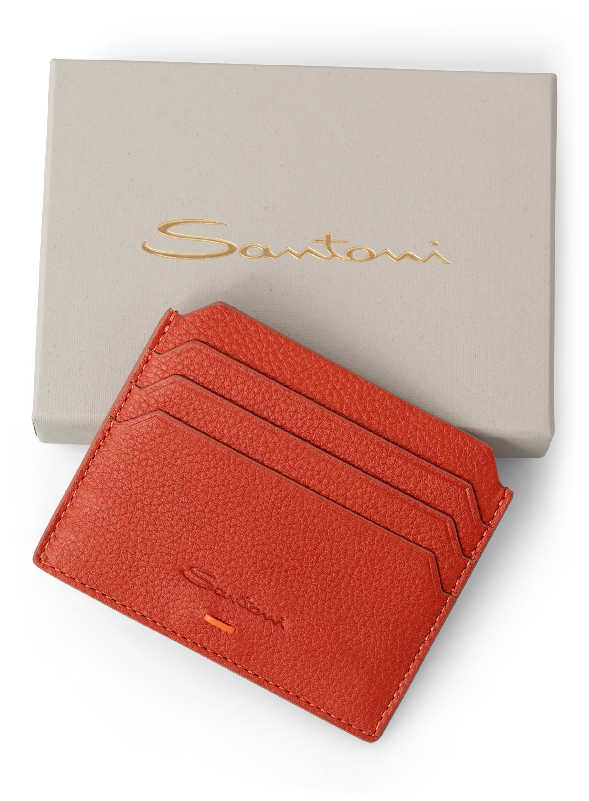 Card holder van leer | Oranje