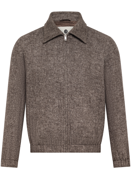 Wool and technical fabric bomber jacket