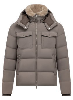 Giacca uomo con cappuccio in tessuto tecnico | TAUPE BEIGE
