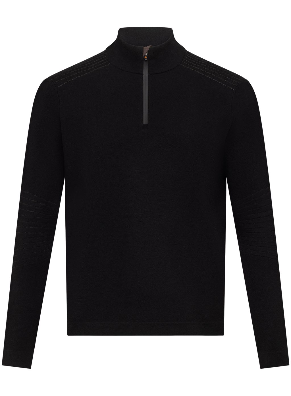 Half-zip vest in wol stretch | Zwart
