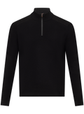 Half-zip vest in wol stretch | Zwart