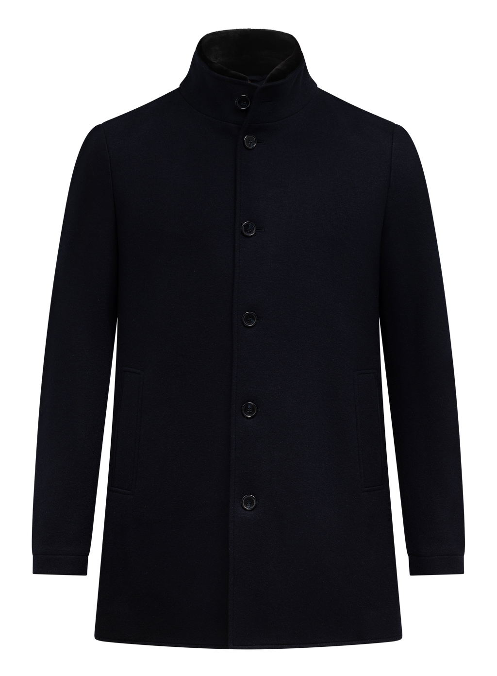 Mantel van cashmere met opstaande kraag | BLUE NAVY