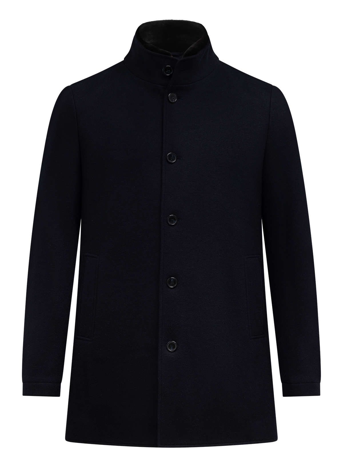 Mantel van cashmere met opstaande kraag | BLUE NAVY