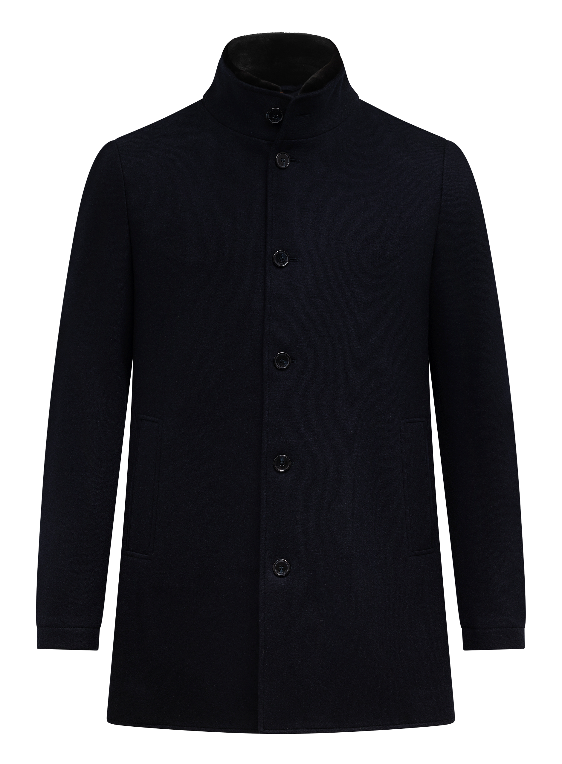 Mantel van cashmere met opstaande kraag | BLUE NAVY