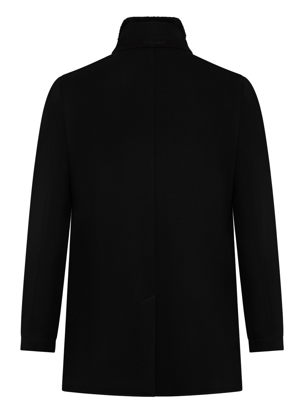 Mantel van cashmere met opstaande kraag | Zwart