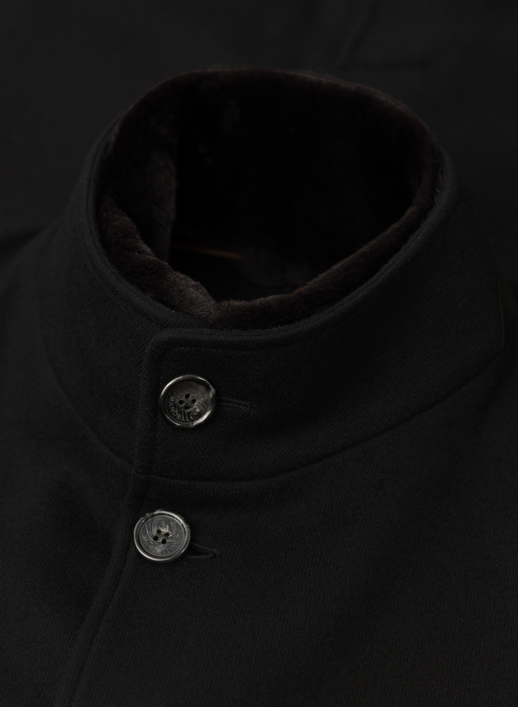 Mantel van cashmere met opstaande kraag | FULL_WIDTH | Zwart