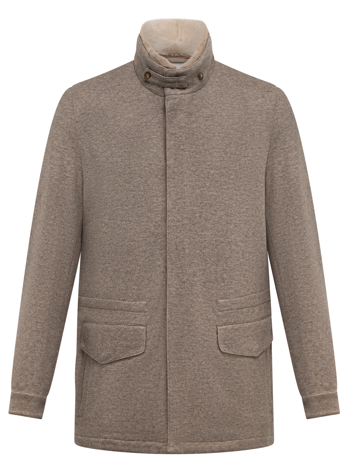Cashmere jack met opstaande kraag | TAUPE