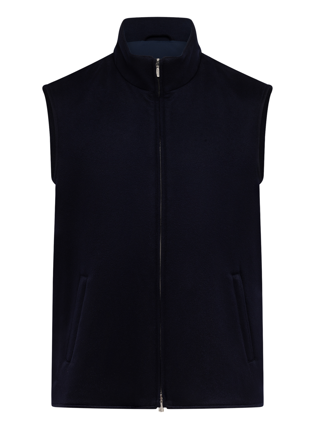 Bodywarmer van cashmere met opstaande kraag | BLUE NAVY