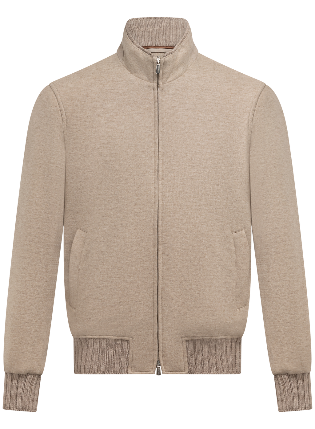 Cashmere bomberjack met opstaande kraag | Beige