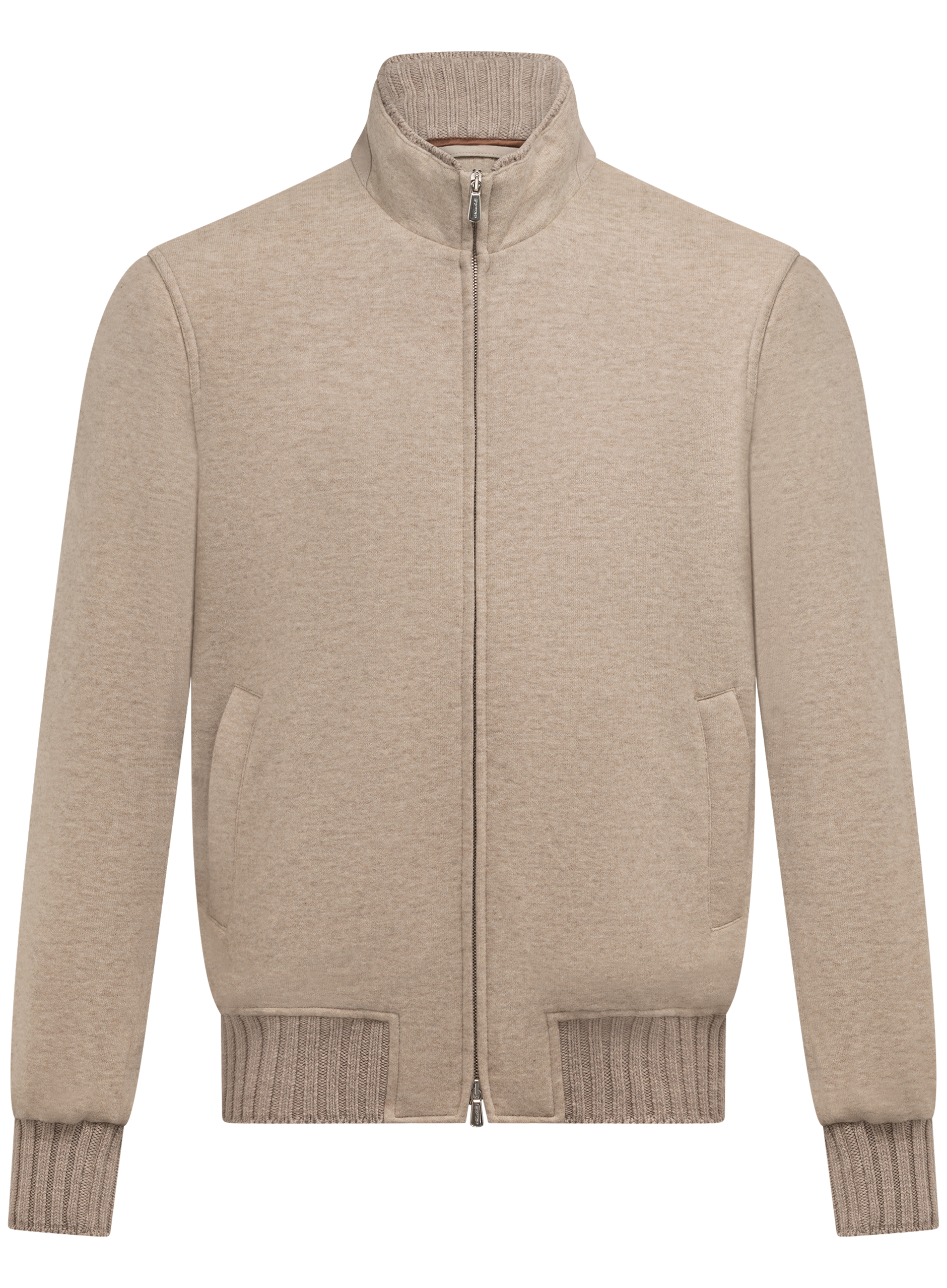 Cashmere bomberjack met opstaande kraag | Beige