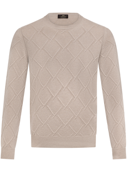 Ronde hals trui in cashmere | Beige