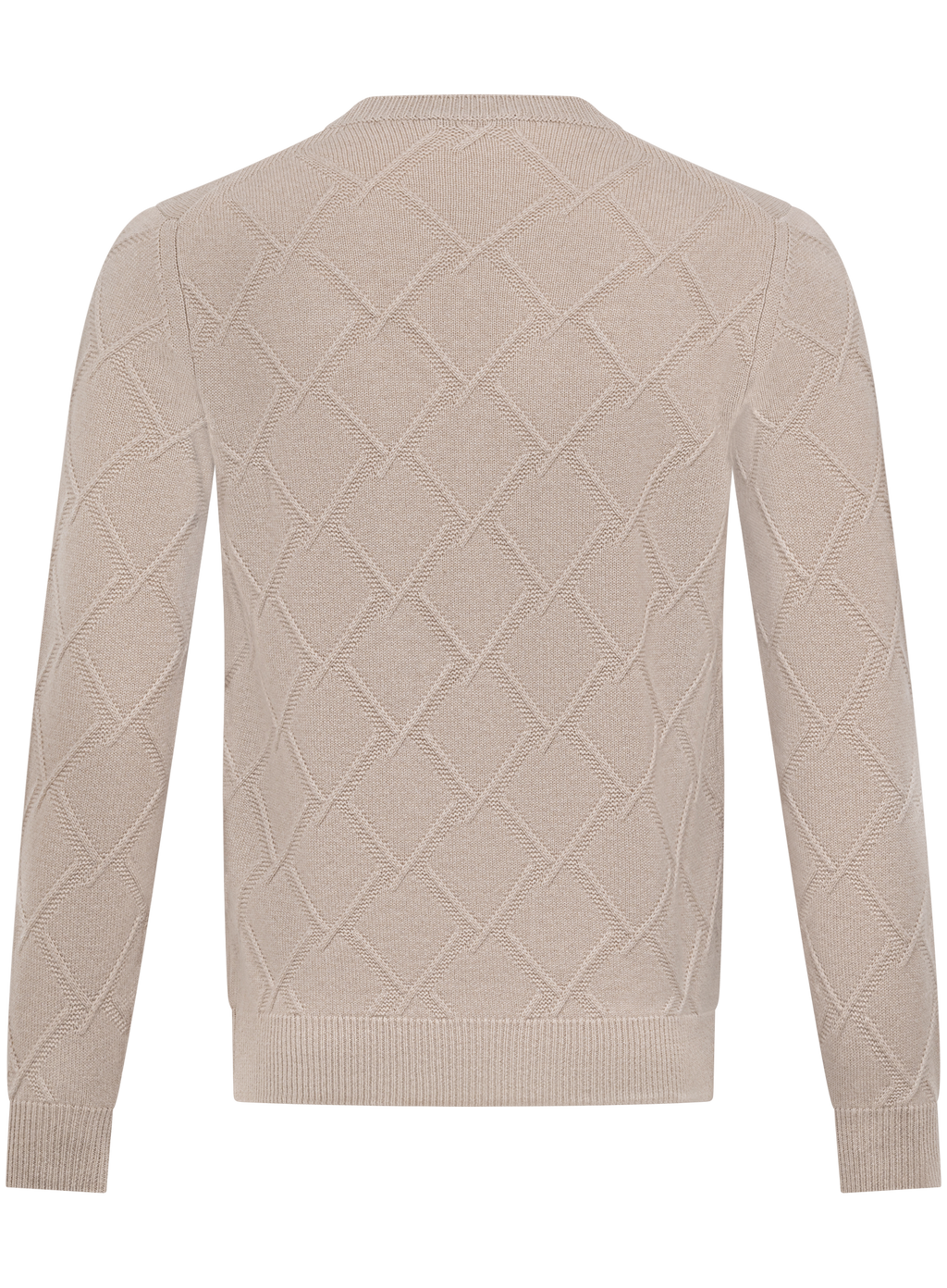 Cashmere crewneck met ruitmotief | Beige