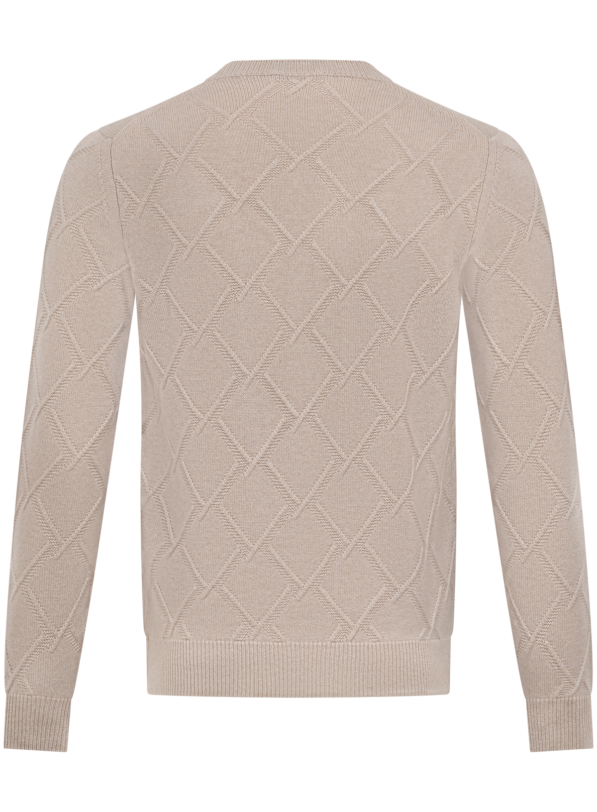 Cashmere crewneck met ruitmotief | Beige