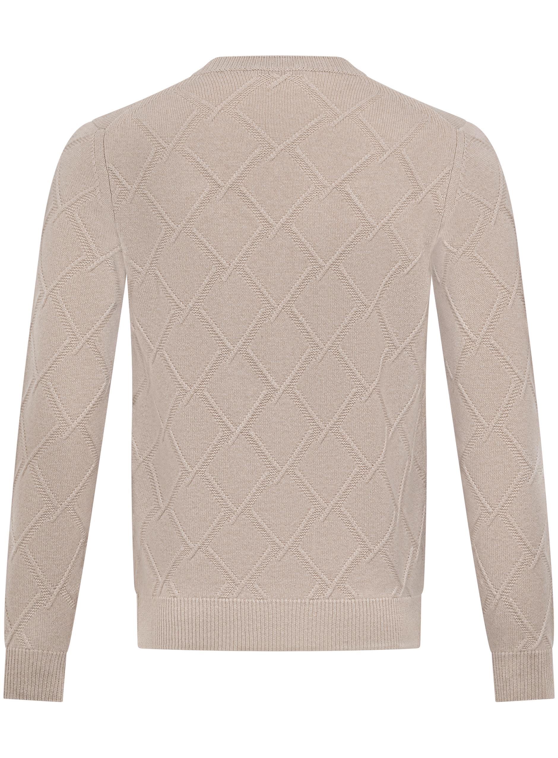 Cashmere crewneck met ruitmotief | Beige