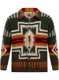 Knoopvest van scheerwol met jacquarddessin | Groen