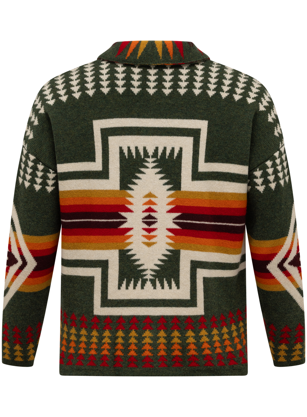 Knoopvest van scheerwol met jacquarddessin | Groen