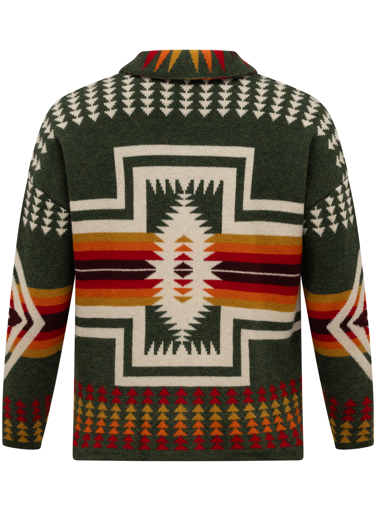 Knoopvest van scheerwol met jacquarddessin | Groen