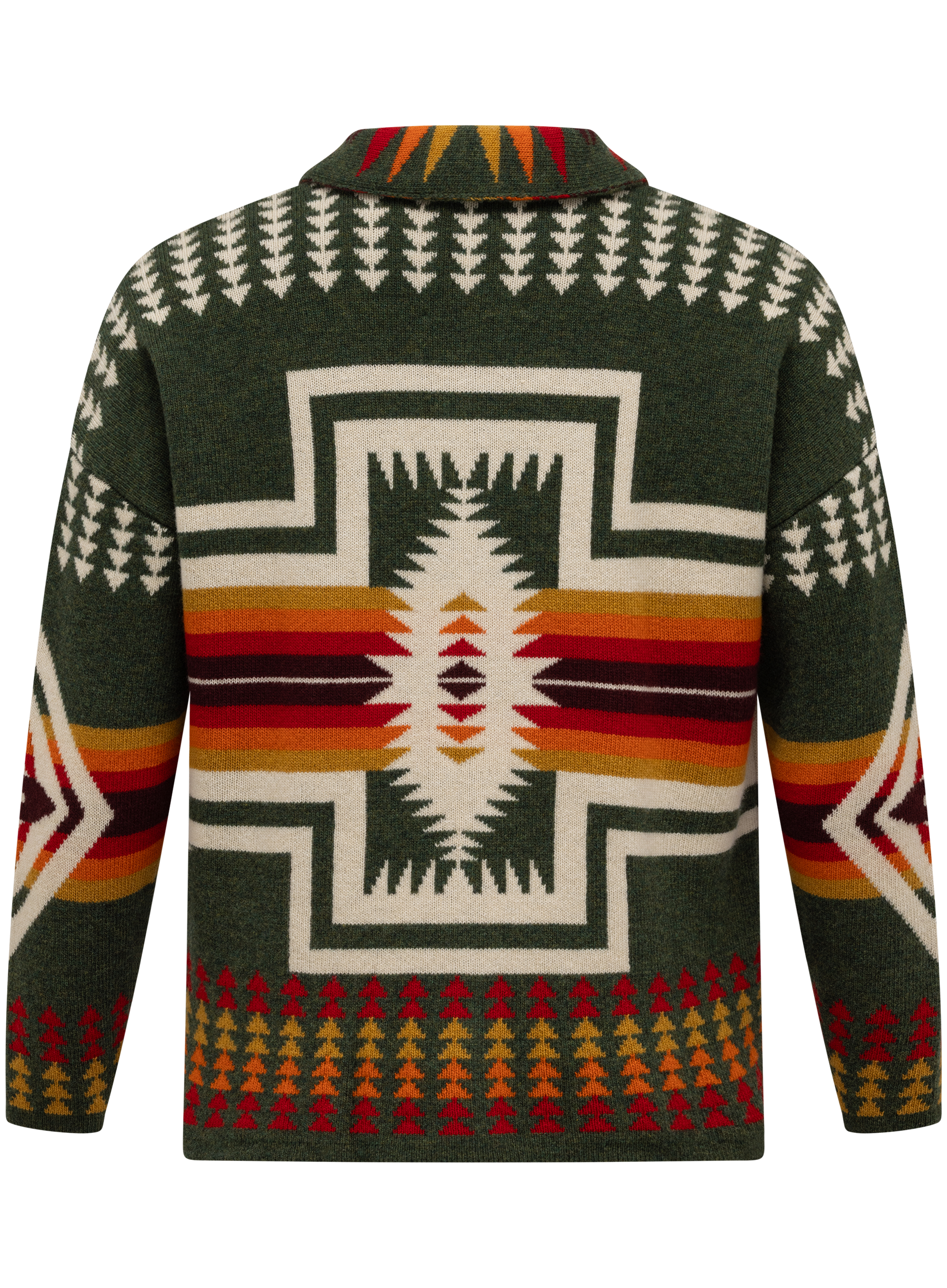 Knoopvest van scheerwol met jacquarddessin | Groen