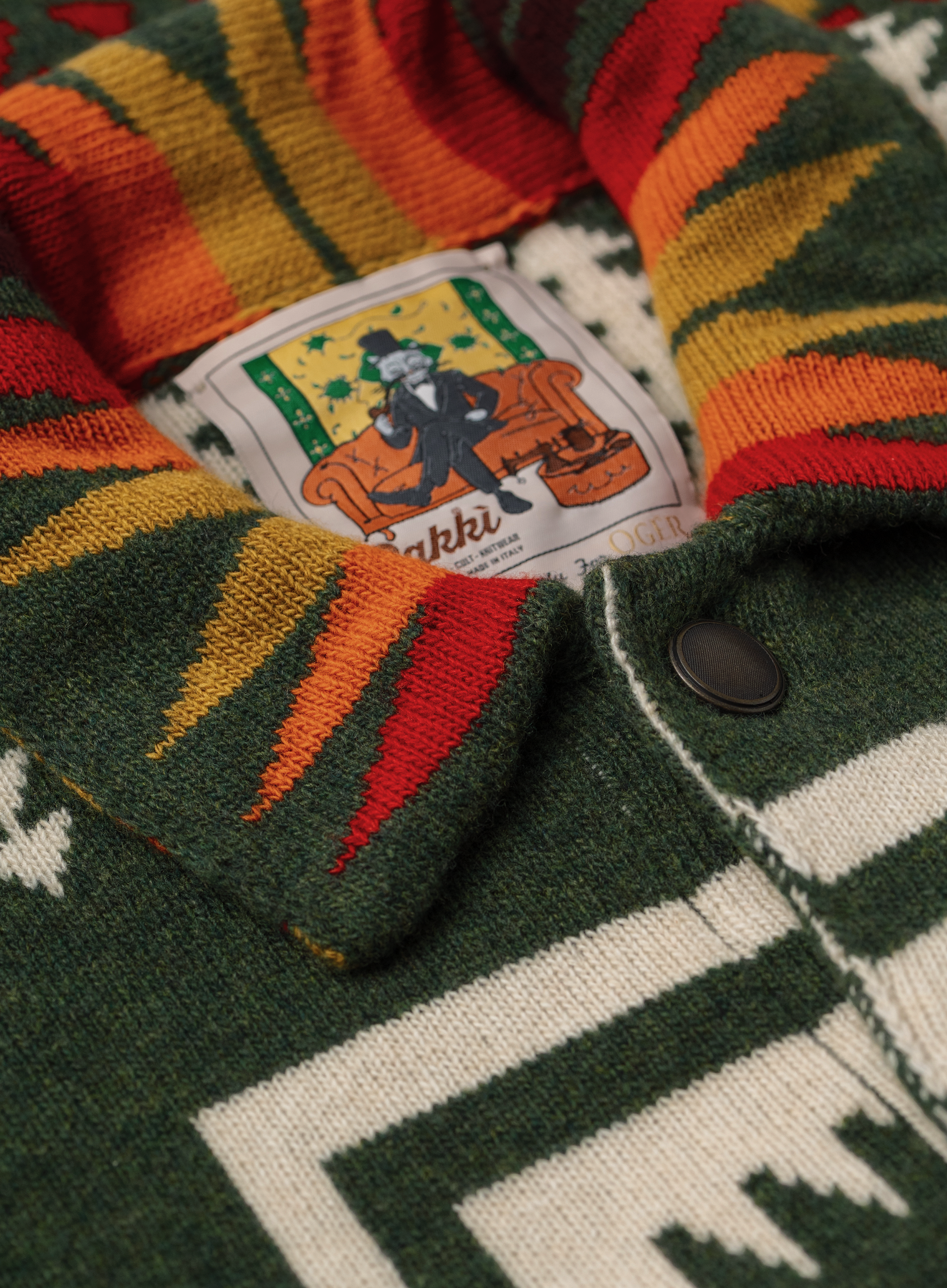 Knoopvest van scheerwol met jacquarddessin | FULL_WIDTH | Groen