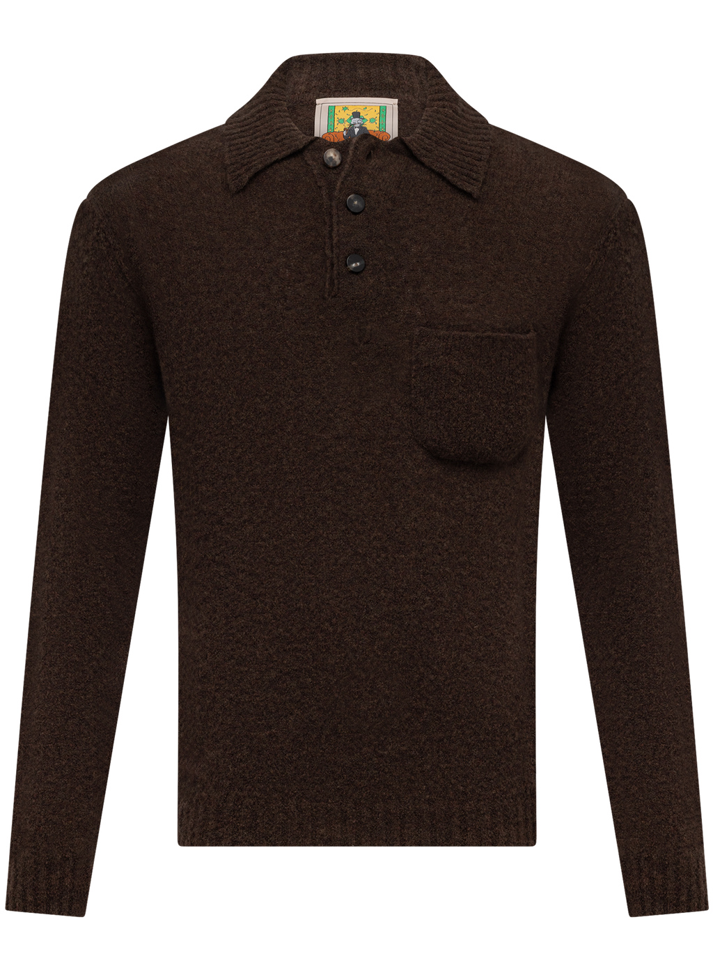 Gebreide polo van scheerwol | D.Bruin