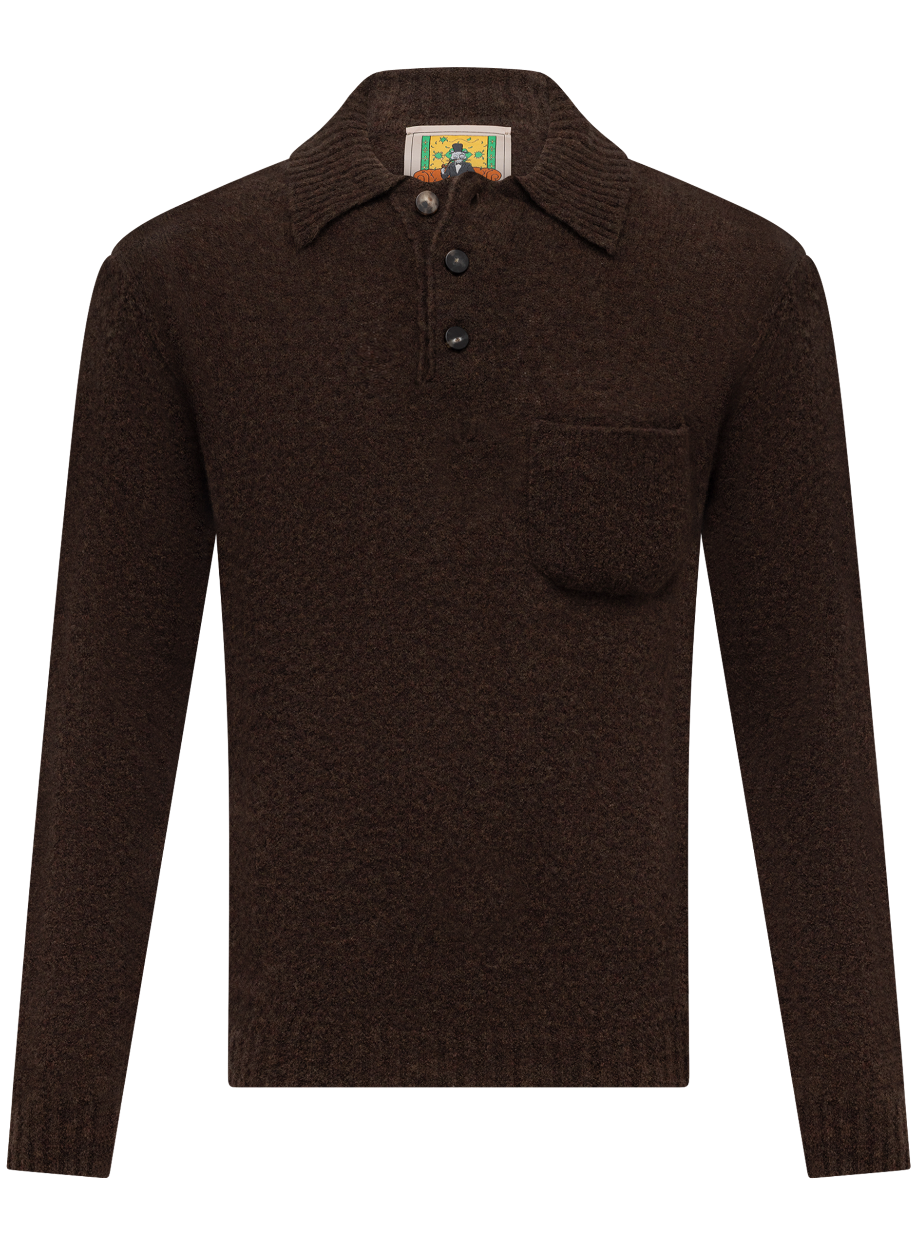 Gebreide polo van scheerwol | D.Bruin