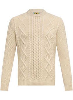 Maglione uomo a trecce in lana | L.Beige