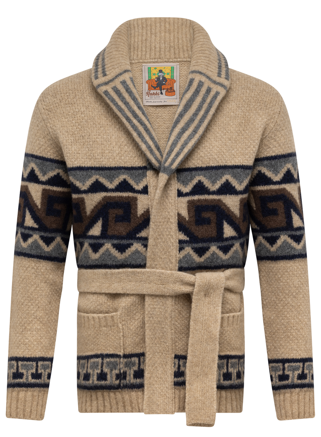 Vest shawlkraag in wol stretch | Beige