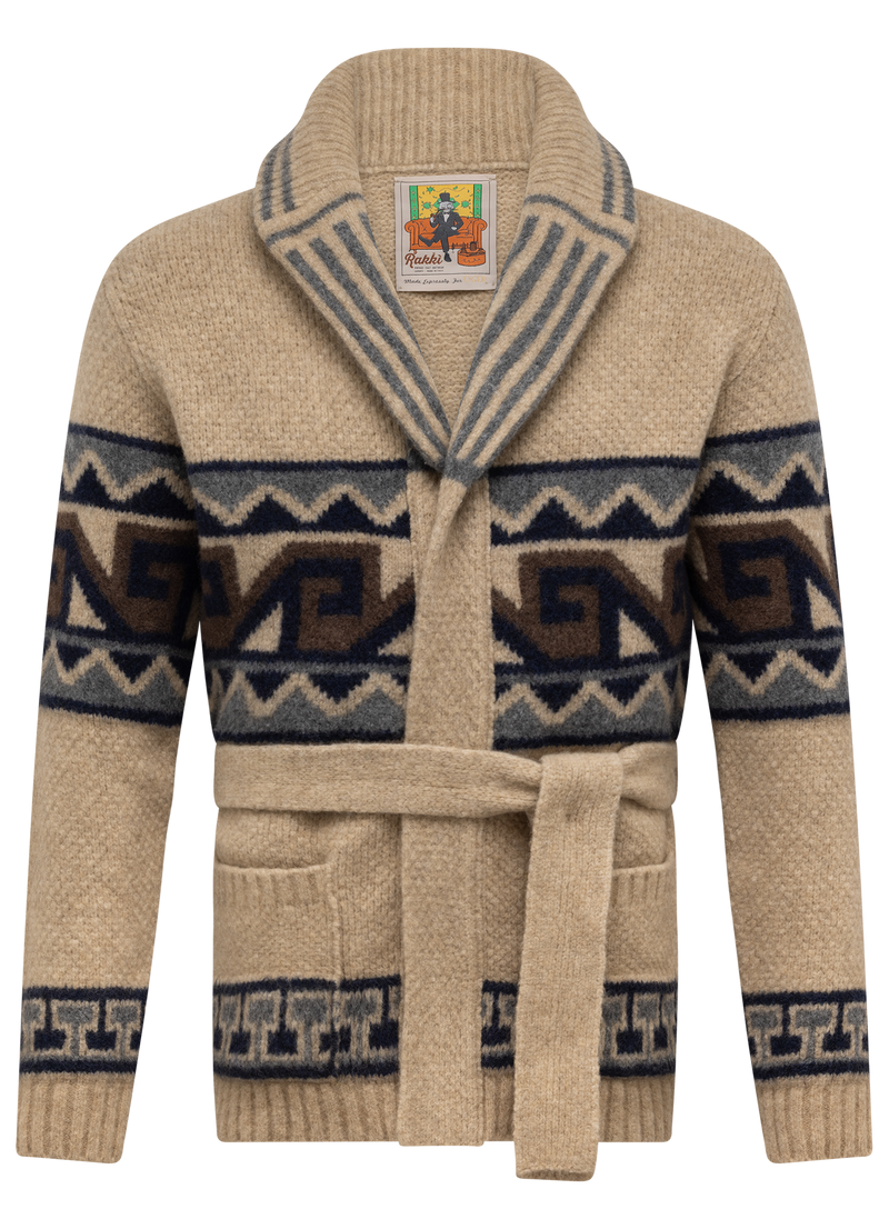 Vest shawlkraag in wol stretch | Beige
