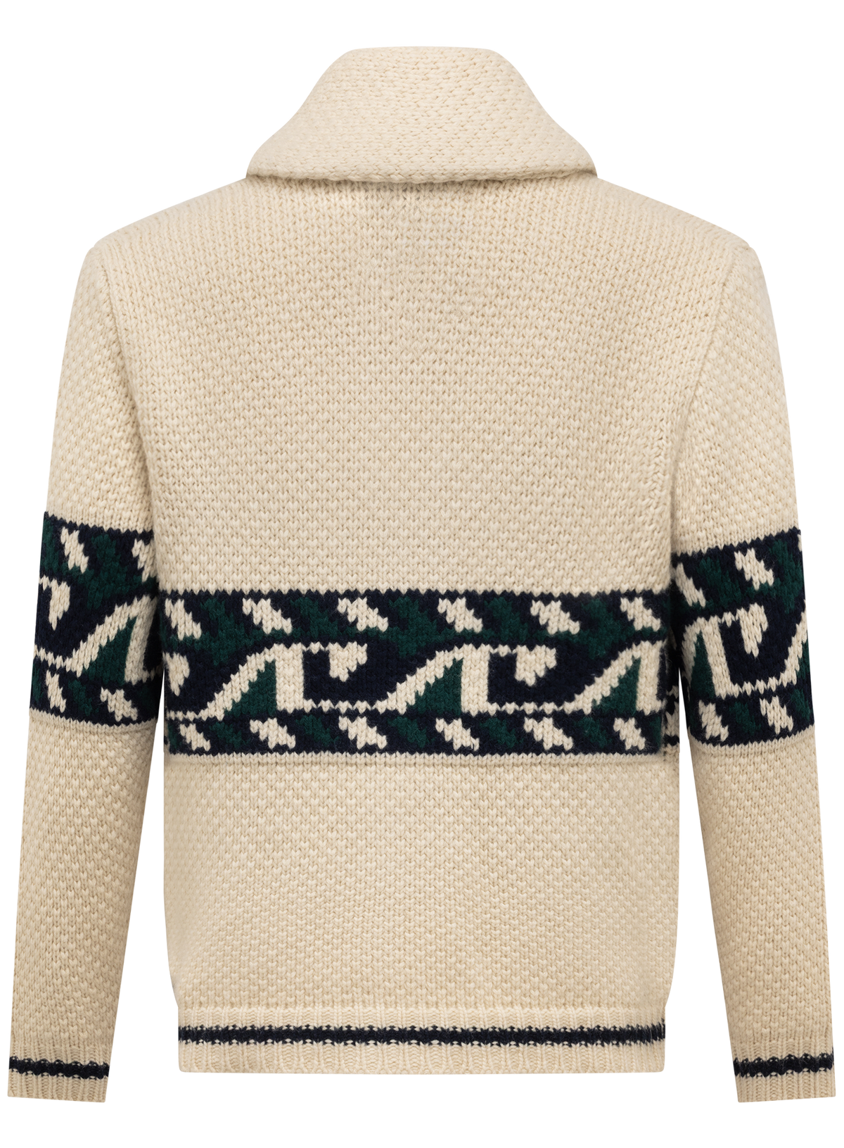 Knoopvest van scheerwol met sjaalkraag | Beige