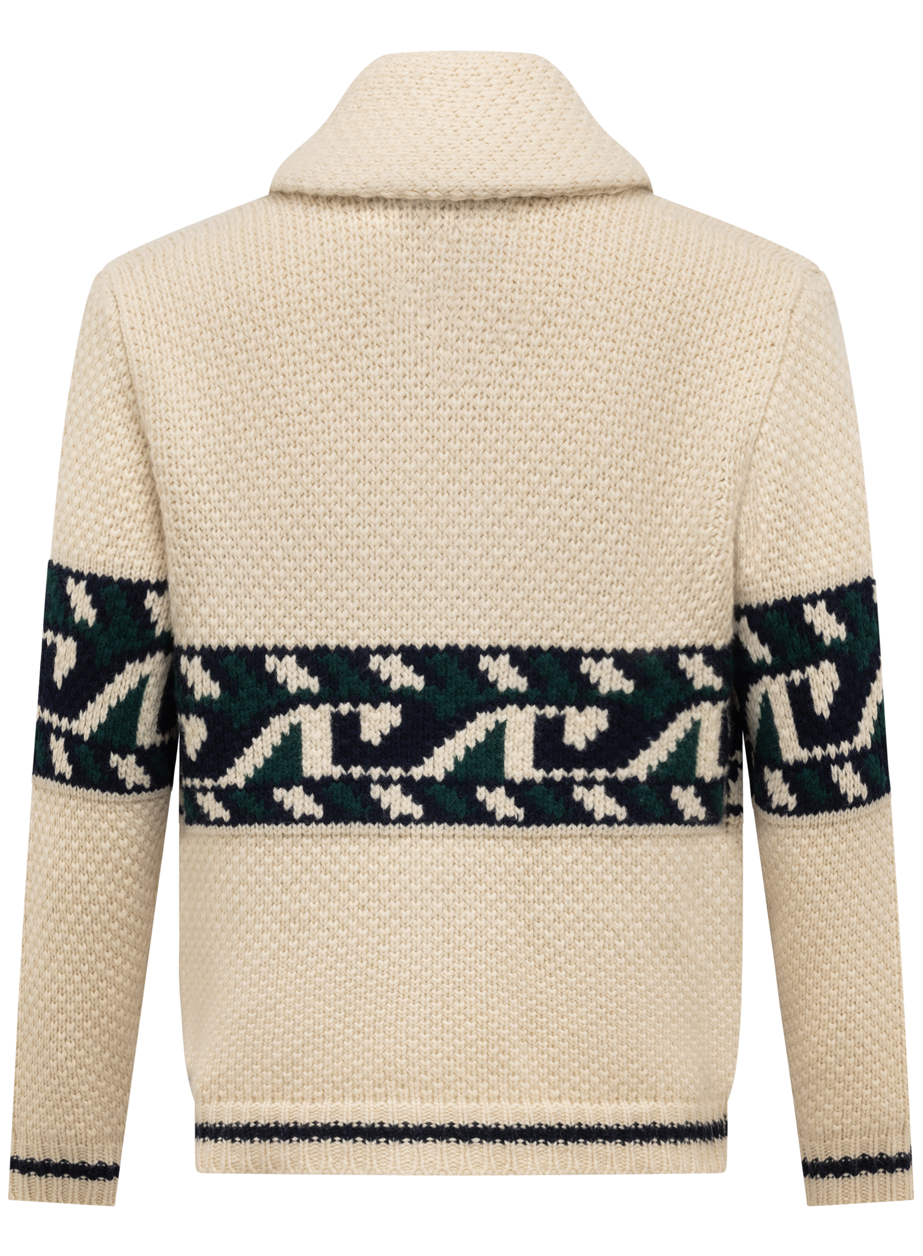 Knoopvest van scheerwol met sjaalkraag | Beige