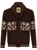 Knoopvest van scheerwol met sjaalkraag | Bruin