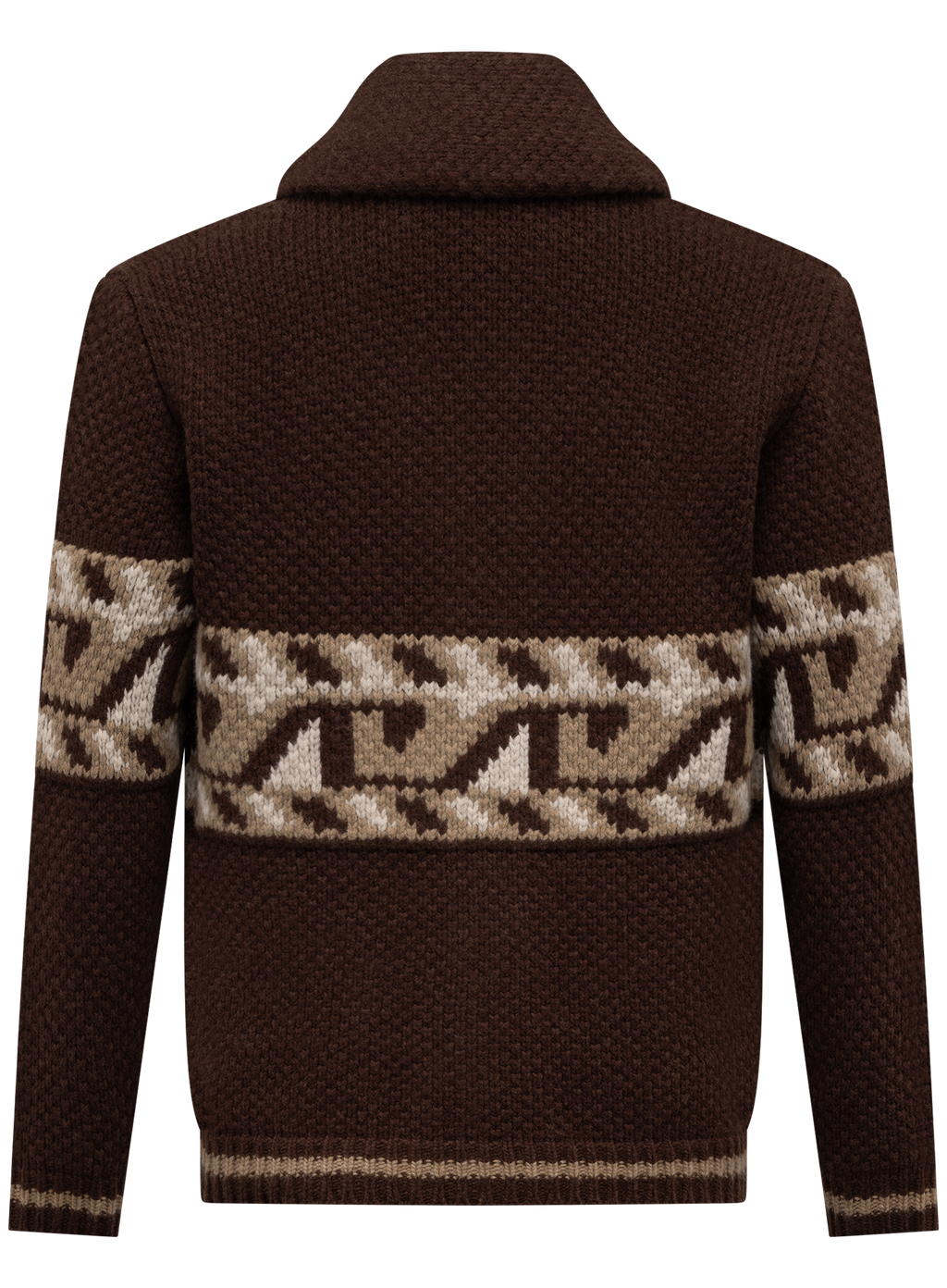 Knoopvest van scheerwol met sjaalkraag | Bruin