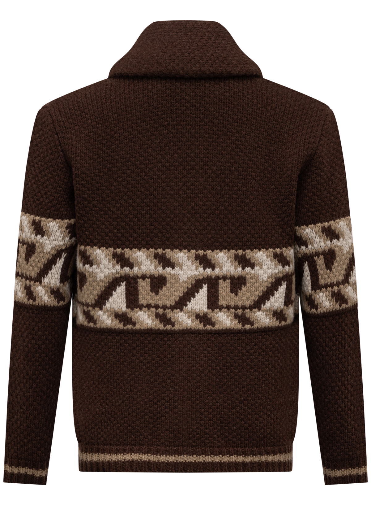 Knoopvest van scheerwol met sjaalkraag | Bruin