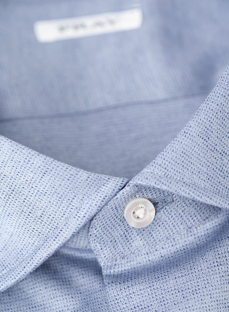 Gemêleerd overhemd van katoen | FULL_WIDTH | Blauw