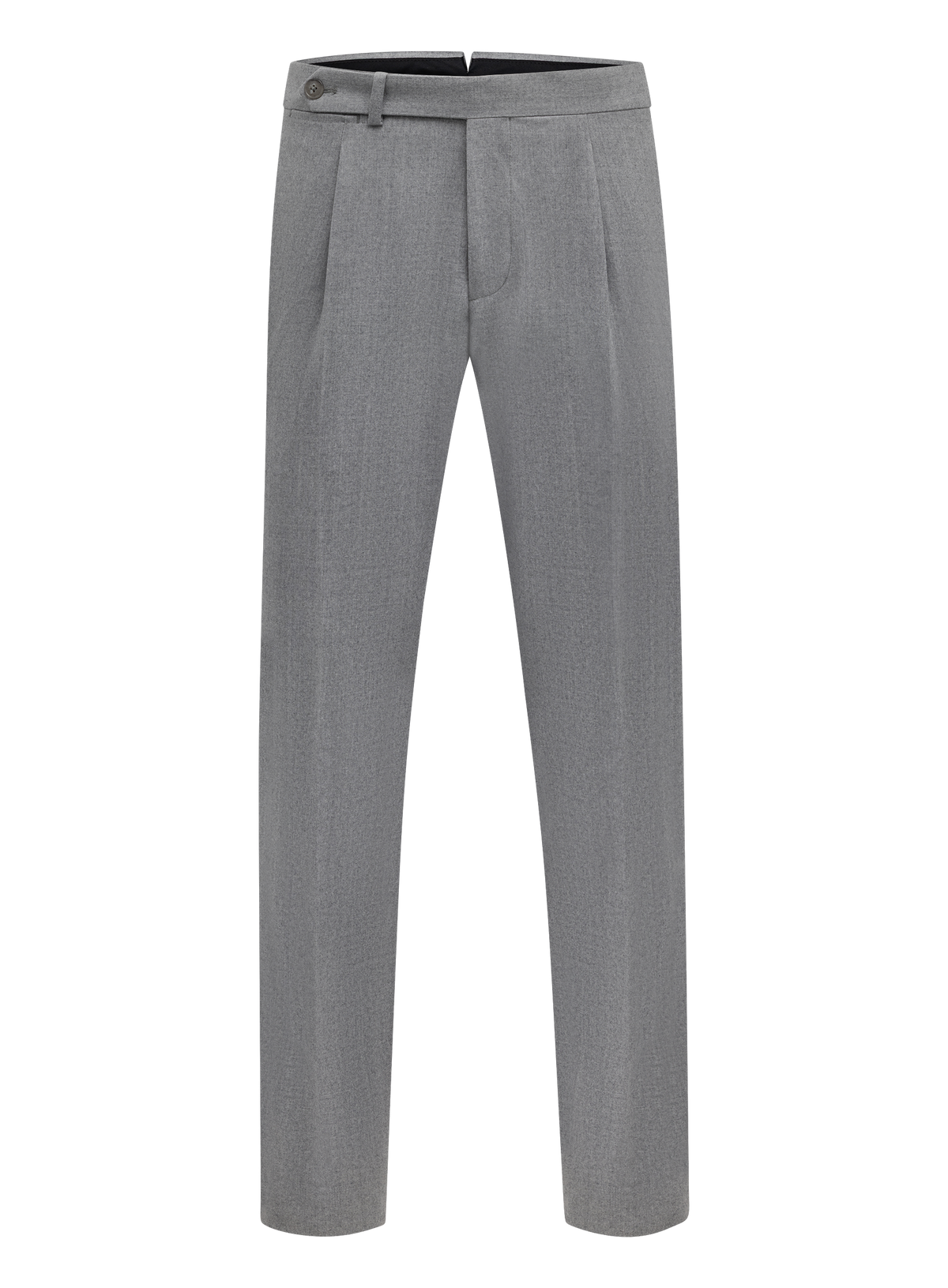 Bandplooi pantalon van wol met zijspanners | L.Grijs