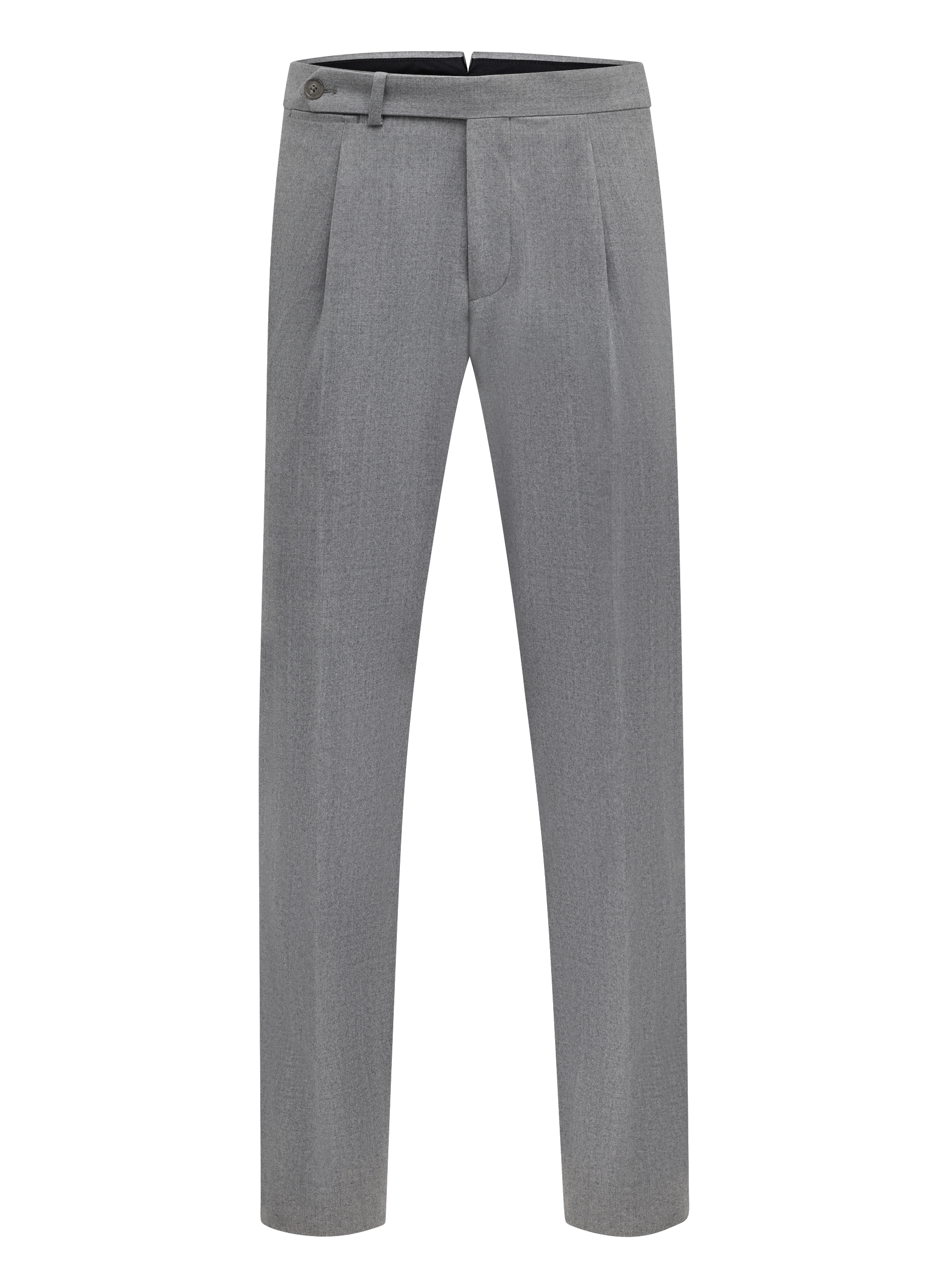 Bandplooi pantalon van wol met zijspanners | L.Grijs