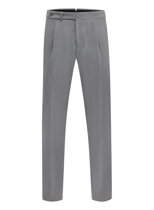 Pleated wool trousers with side adjusters