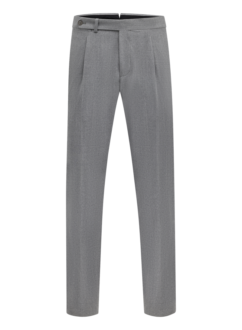 Band-pleated wool trousers with side adjusters