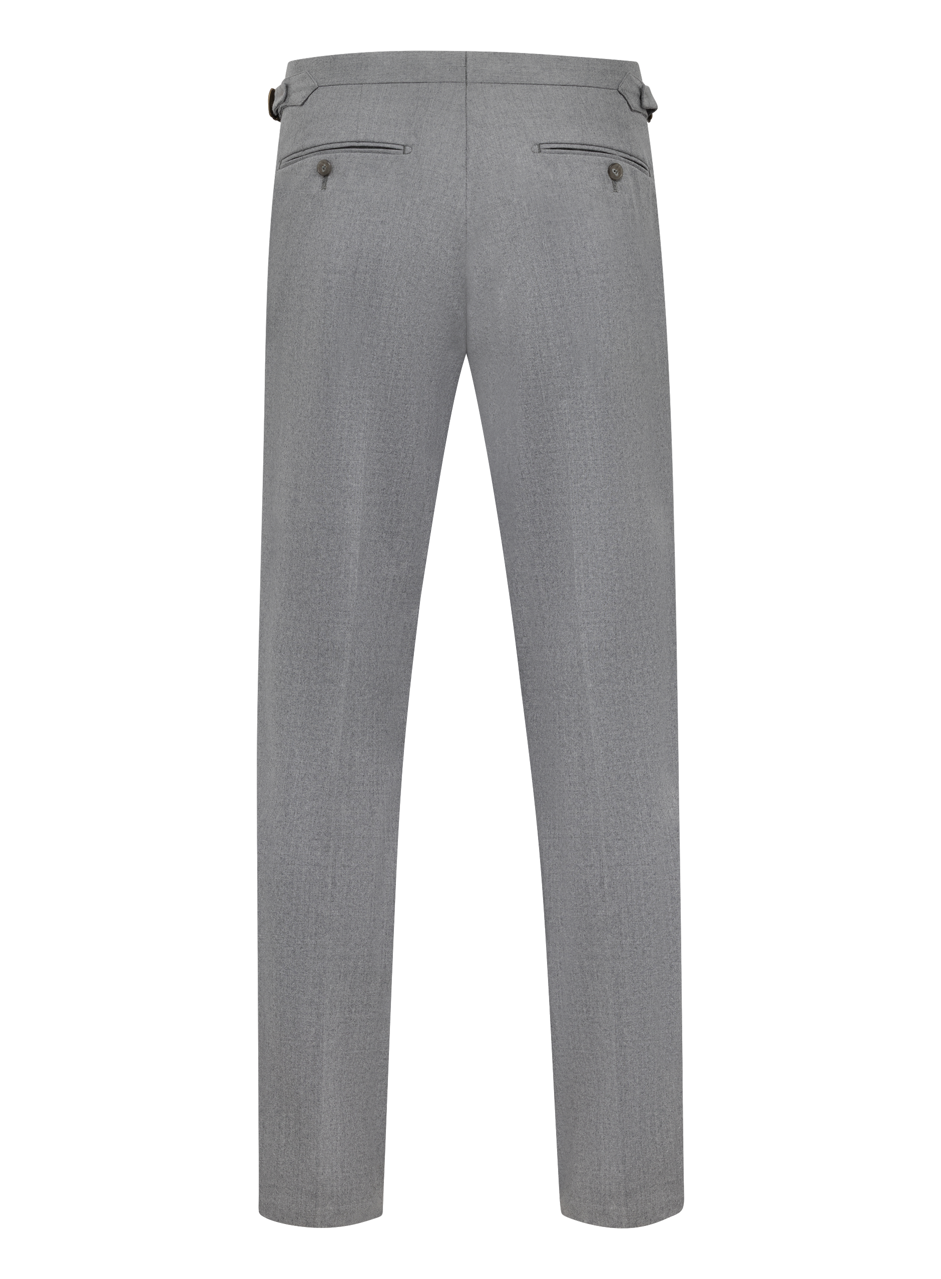 Bandplooi pantalon van wol met zijspanners | L.Grijs