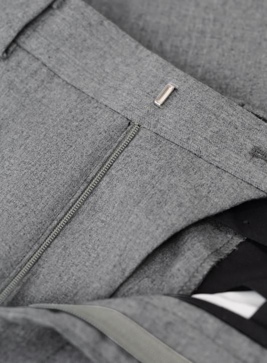 Band-pleated wool trousers with side adjusters